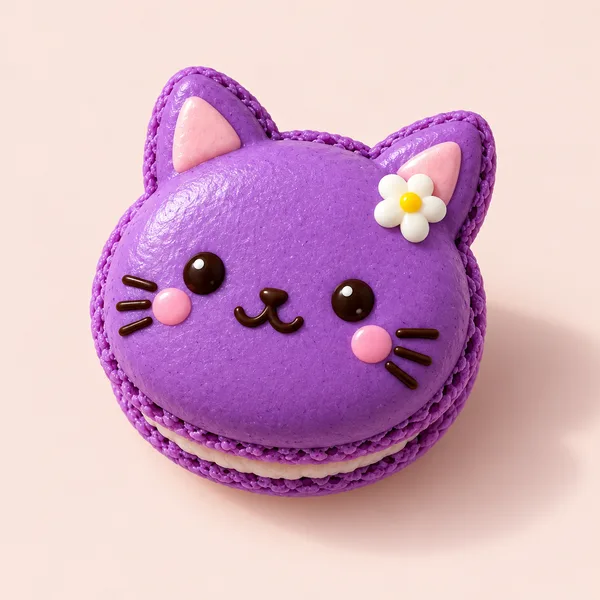 보라 고양이 캐릭터 마카롱